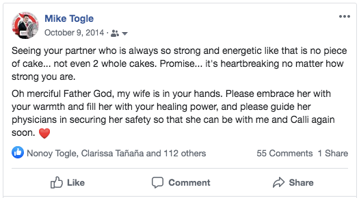 FB post about my wife's stroke